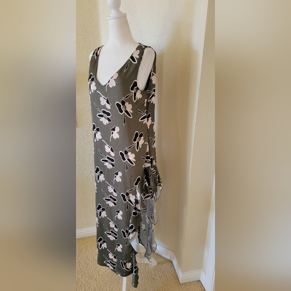 King Kong Green Floral Dress made in Italy, size Medium (oversized)